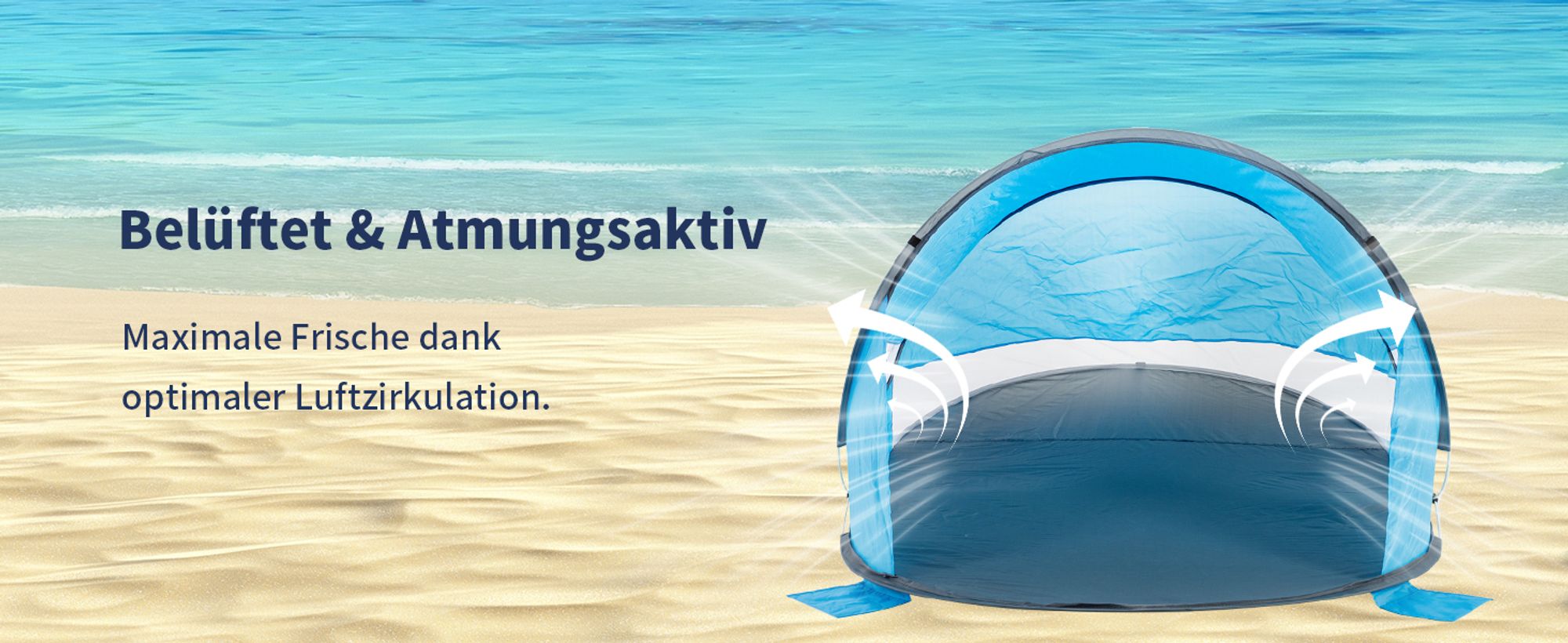 Duhome Strandmuschel Pop Up Strandzelt Wetter- und Sichtschutz Wurfzelt Tragbar UV40+ Pavillon 3 Personen für Camping Picknick, Hellblau