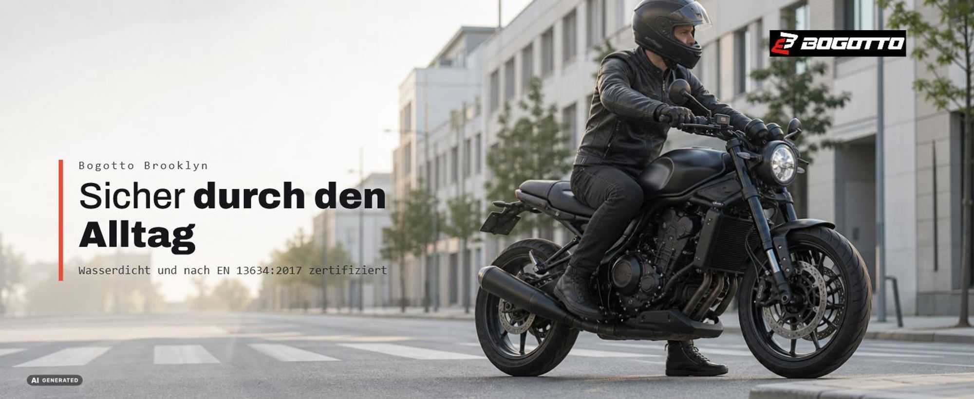Bogotto Brooklyn wasserdichte Motorrad Schuhe, schwarz, 44
