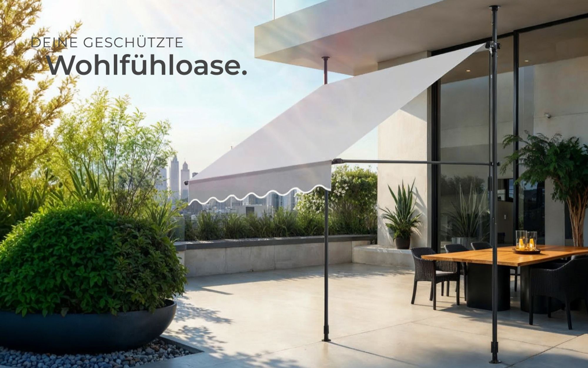 tectake® Klemmmarkise mit Handkurbel einfache Montage