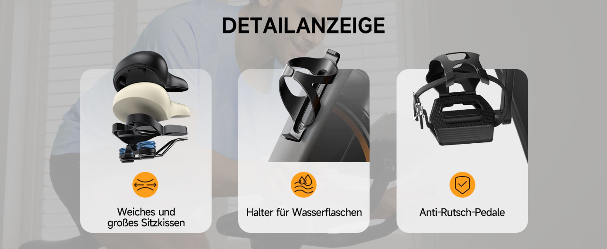 JASPORT A3 Leises Heimtrainer Fahrrad, LED-Monitor, Bluetooth & App, verstellbarer Sitz & Widerstand, Tablet-Halter, bis 120 kg, Fitnessbike Zuhause
