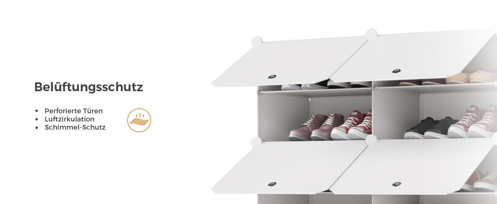Mondeer Schuhregal Schuhschrank mit Tür, Staub- und Wasserabweisend, für 30-60 Paar Schuhe Weiß
