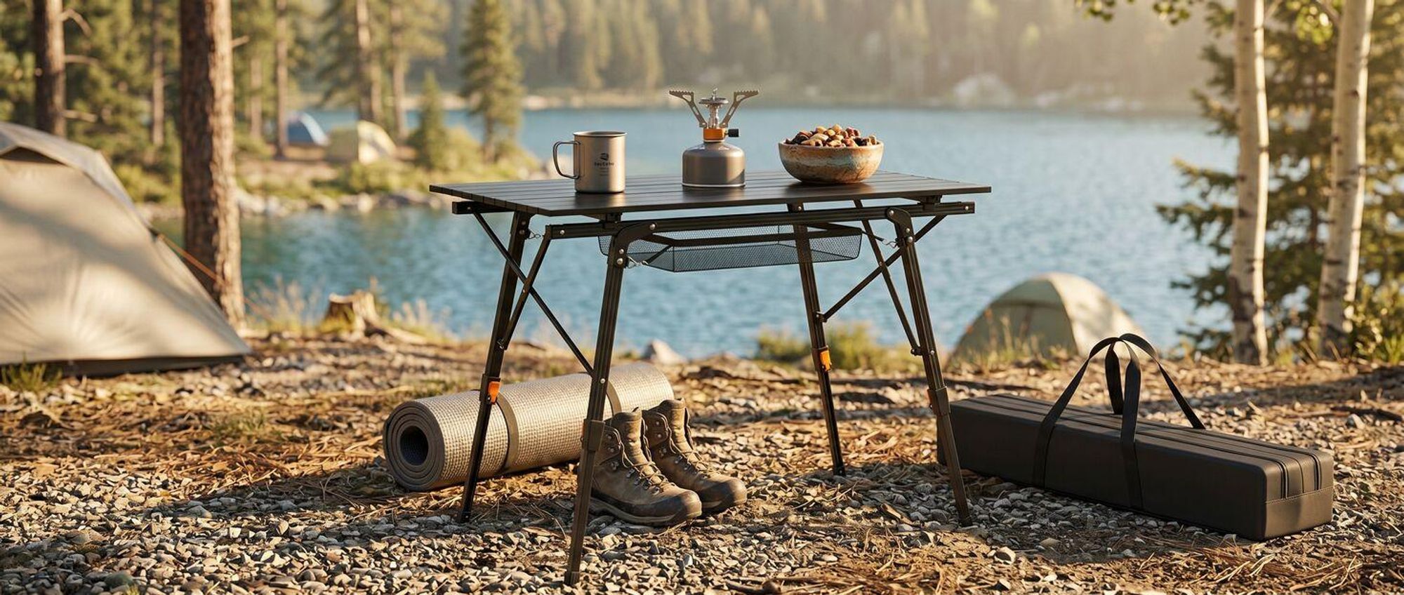 tectake® Aluminium Campingtisch Tina faltbar 90 x 52 x 47 - 70 cm