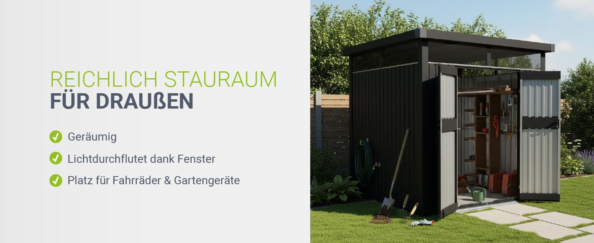 Juskys Metall Gerätehaus Luzern 7,8 m² - wetterfest & abschließbar - Anthrazit