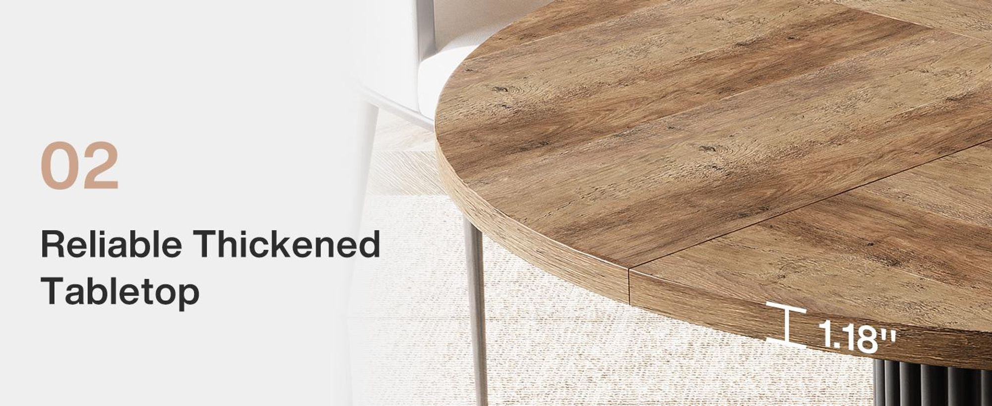 Tribesigns 120 cm runder Schreibtisch, für 4–6 Personen, Büroschreibtisch mit stabilem MDF + Metallbasis, perfekt für Konferenzräume, Braun + Schwarz