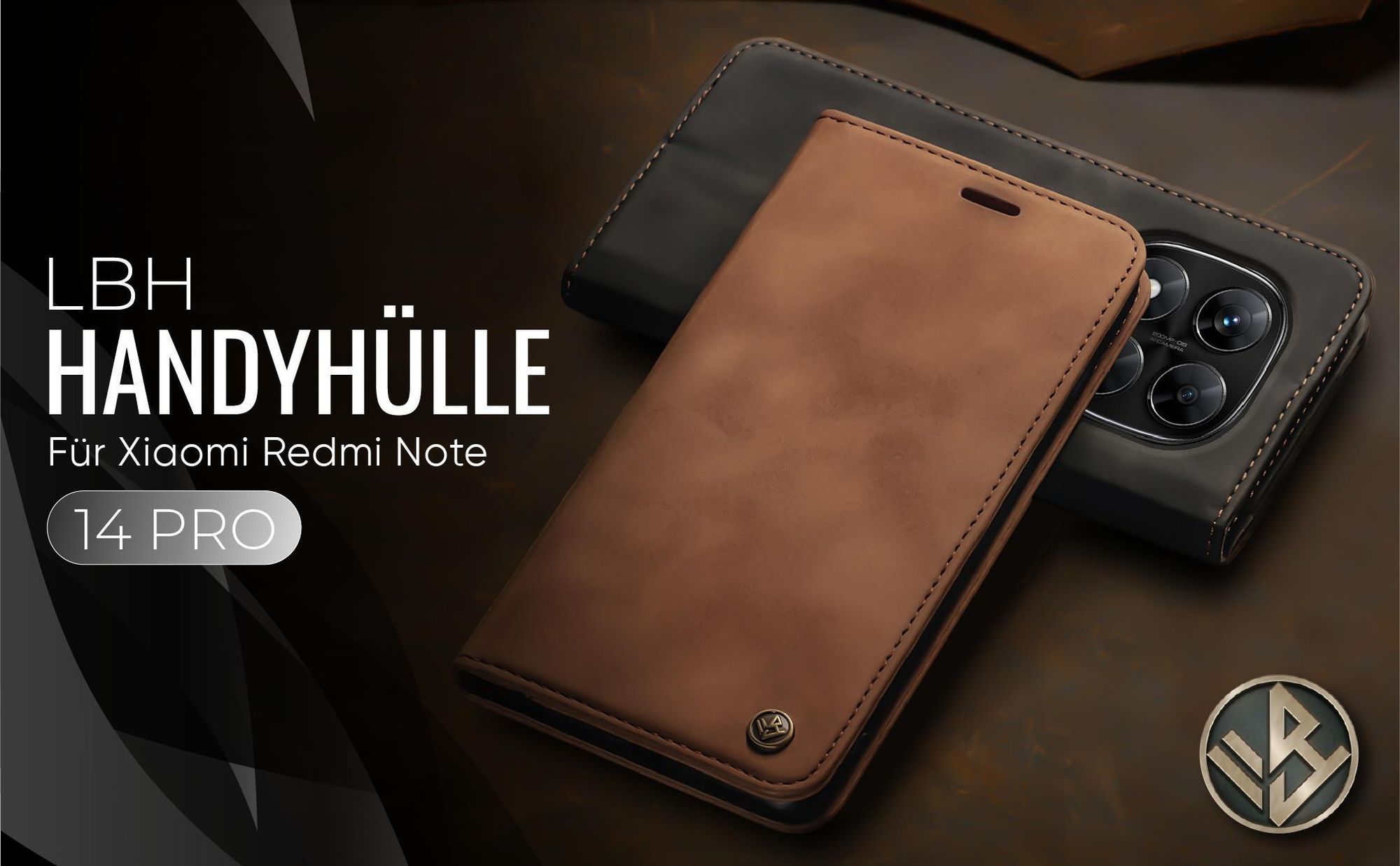 Hochwertige Klapphülle für Xiaomi Redmi Note 14 Pro im klassischen Design