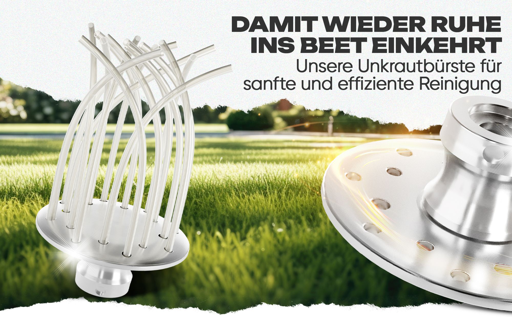 Mähen & Pflaster reinigen,Unkrautbürste Nylonbürste Wildkrautbürste für Motorsense + Montageset,2in1 Unkrautbürste Freischneider