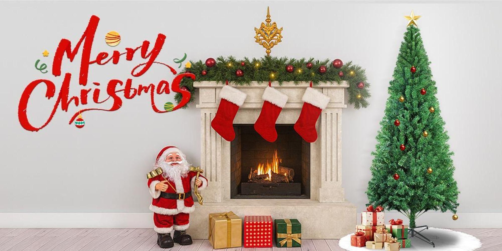 ZMH Albero di Natale artificiale 210 cm con 3 set di regali confezione regalo si accende LED 8 modalità di luce albero di Natale aghi in PVC per la decorazione natalizia interna