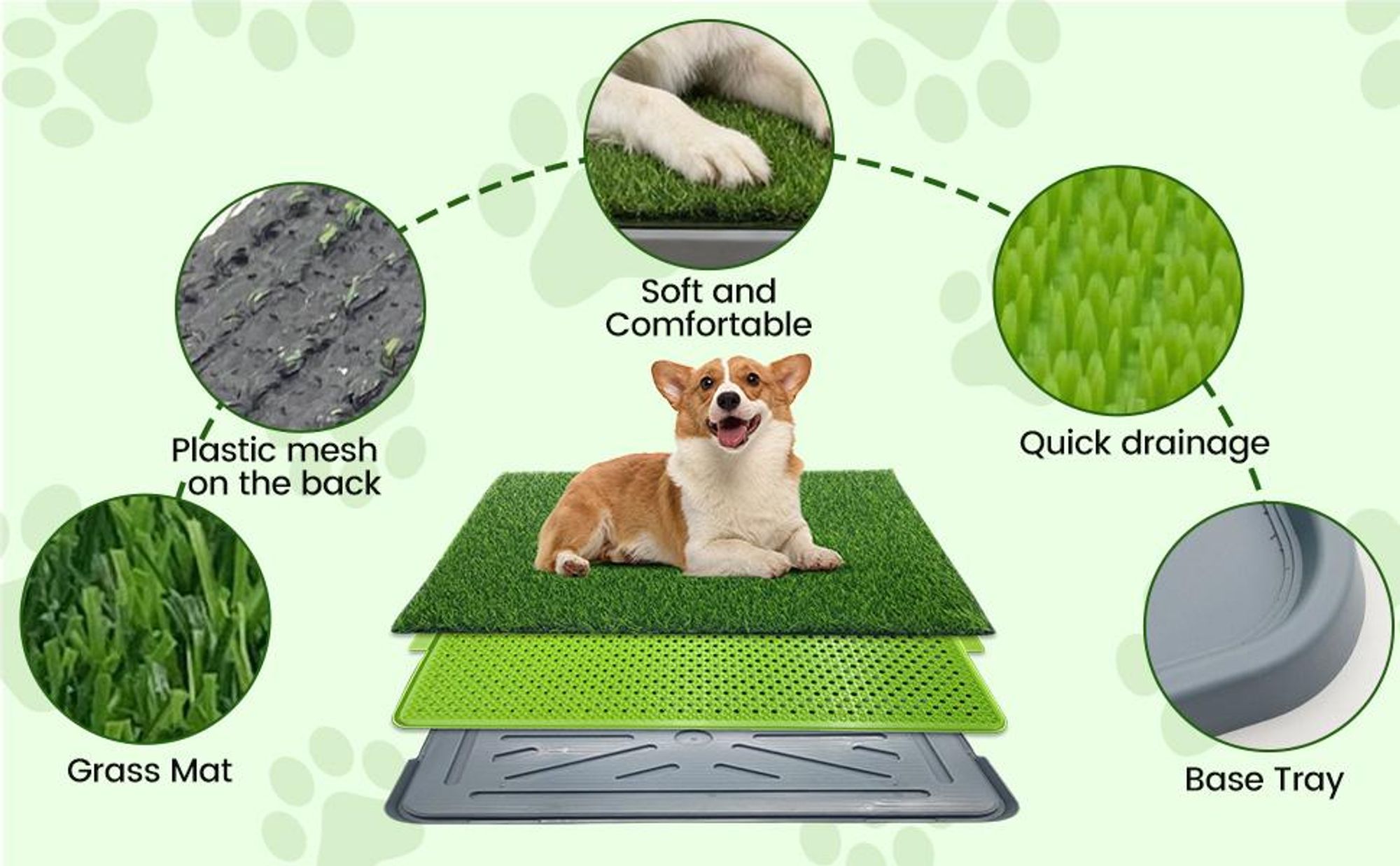 Hundeklo Rasen, Hundetoilette, Welpentoilette für die Wohnung, Hundeklo mit Kunstrasen, Indoor Haustiere WC, Trainingsunterlage für Welpen und Hunde