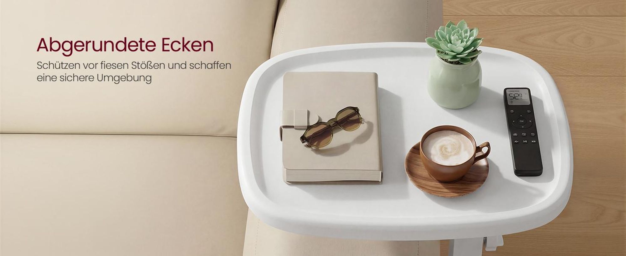VASAGLE Sofatisch höhenverstellbar, C-Form Beistelltisch, Couchtisch für Wohnzimmer, 30 x 40 x 69 cm, weiß