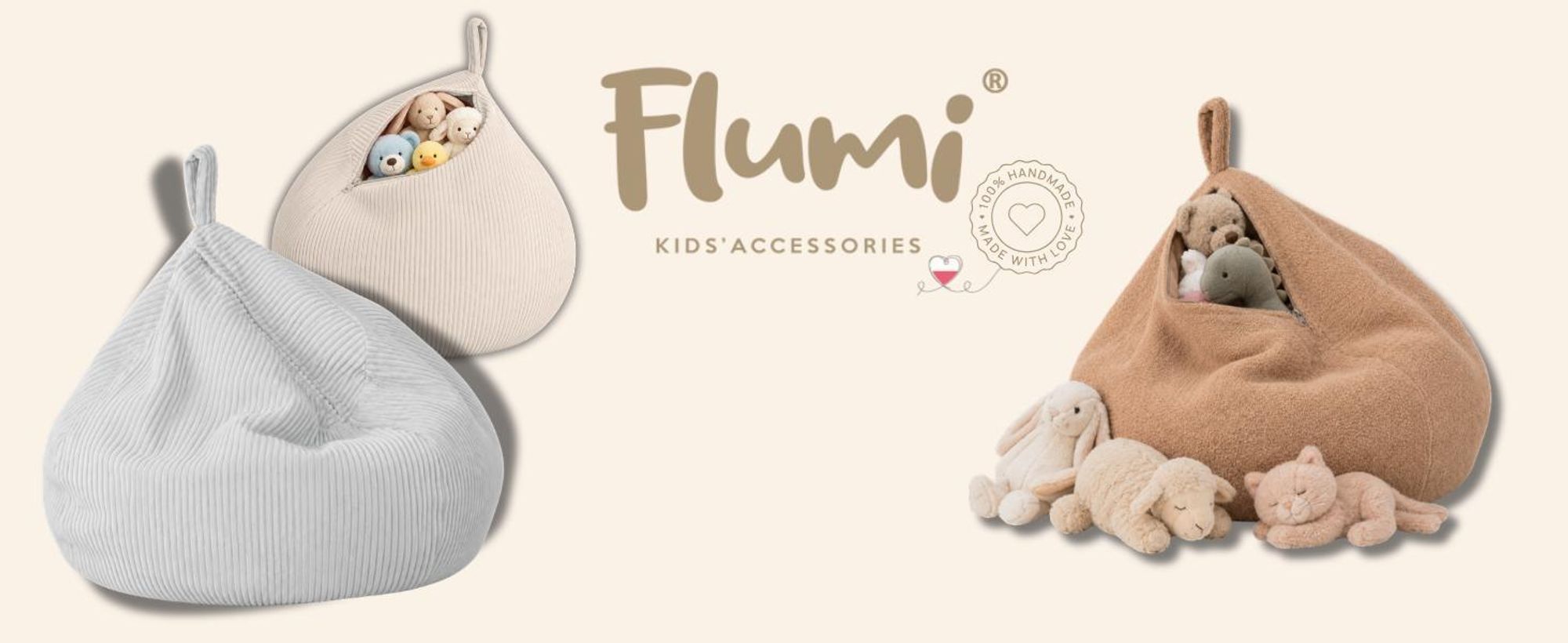 Flumi Sitzsack Bezug für Kuscheltiere, Bean Bag zum Sitzen, Lesen und Spielen, ohne Füllung