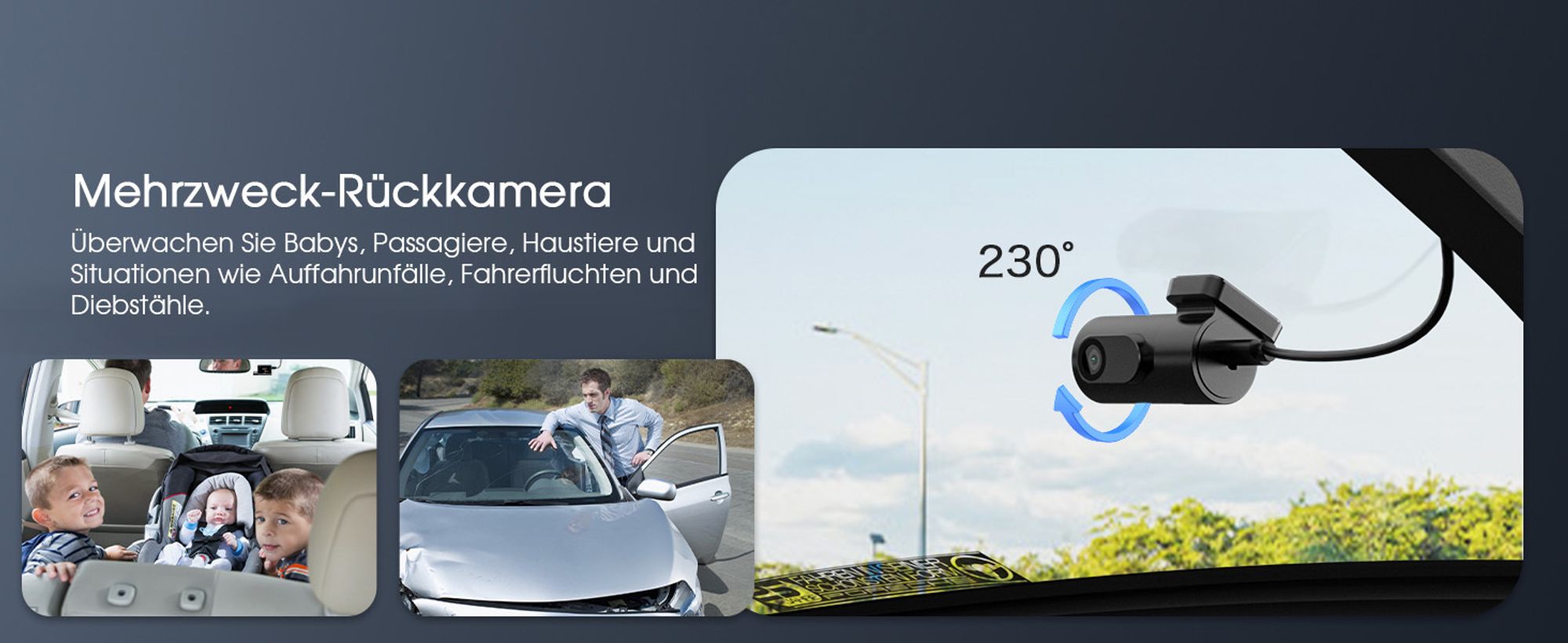 5K 3-Kanal-Dashcam Auto Wi-Fi,GPS,3lens 4K+1080P+1080P Vorne Hinten Innen Autokamera