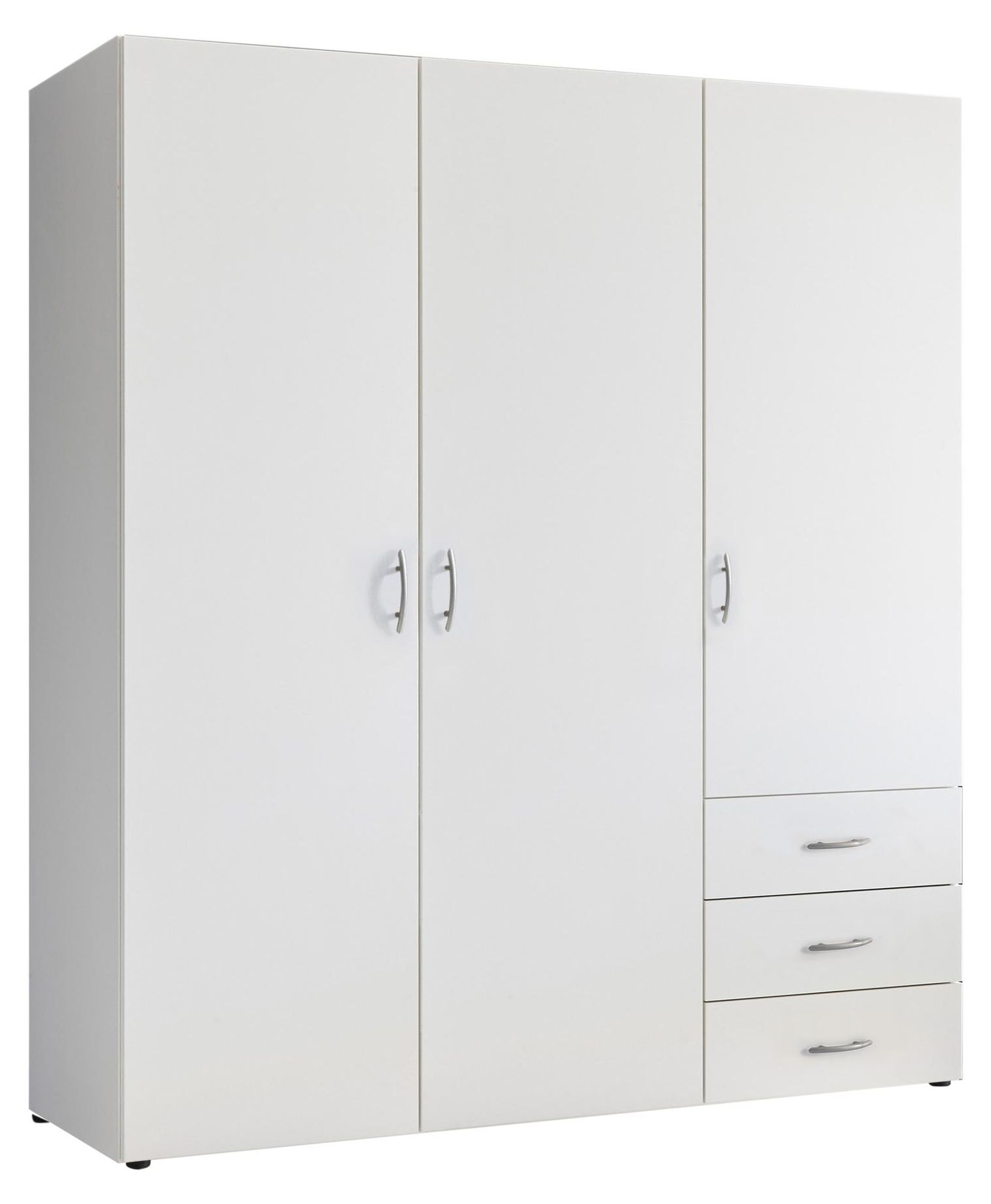 möbelando Kleiderschrank Harry – Drehtürenschrank mit 3 Schubladen und viel Stauraum