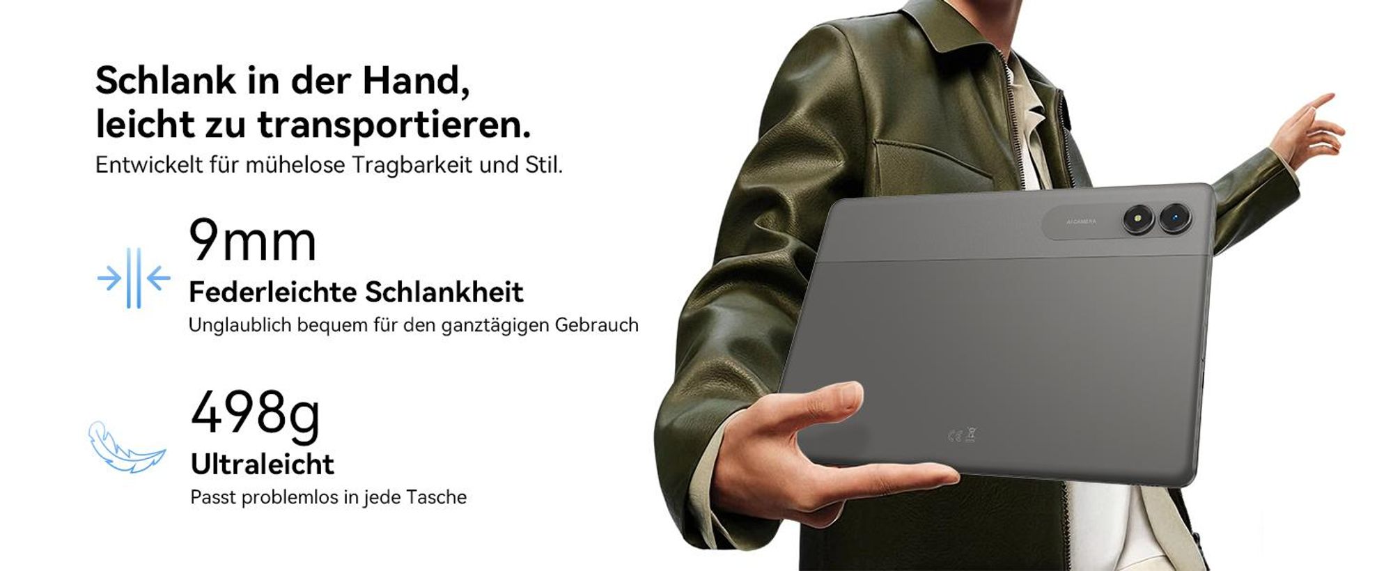 TABWEE Tab 50 Tablet Android 16 und Gemini-KI, 11", 5G wifi, HD+ Display, 24GB(6+18)RAM, 128GB + 2TB erweiterbar, 8000mAh Reverse Charging