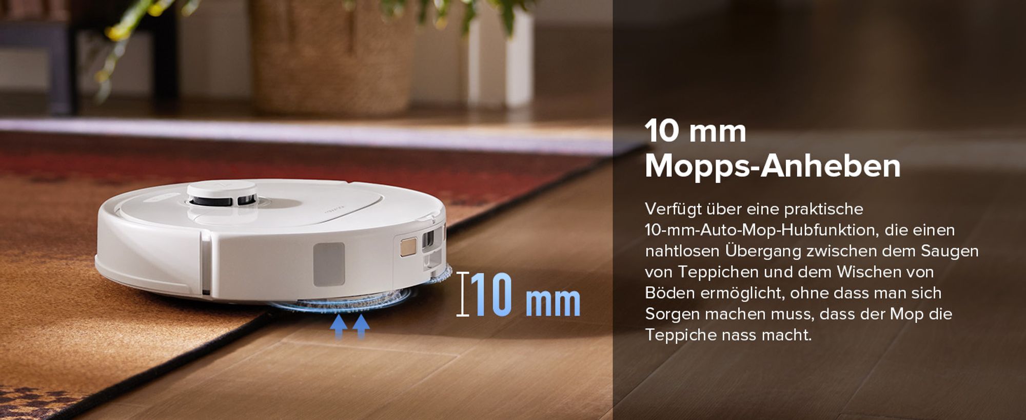 Roborock QV 35S Staubsauger Roboter, 10.000 Pa Saugroboter (Upgrade von Qrevo Plus), Anti-Tangle-Bürsten, Anhebbare Schleudermopps (Weiß)