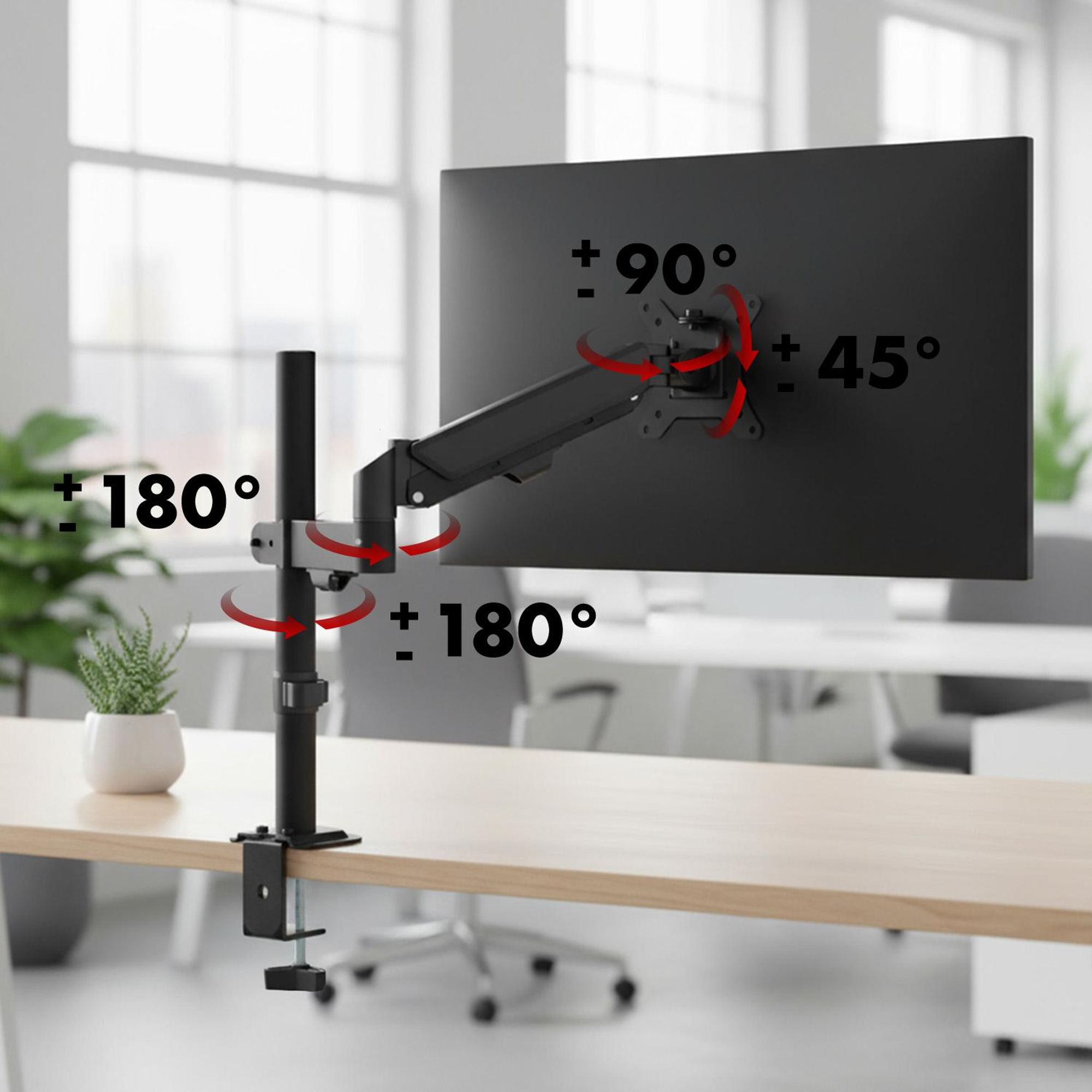 Maclean Monitorhalterung Gasfeder 17"-32" 2-10kg schwarz MC-135