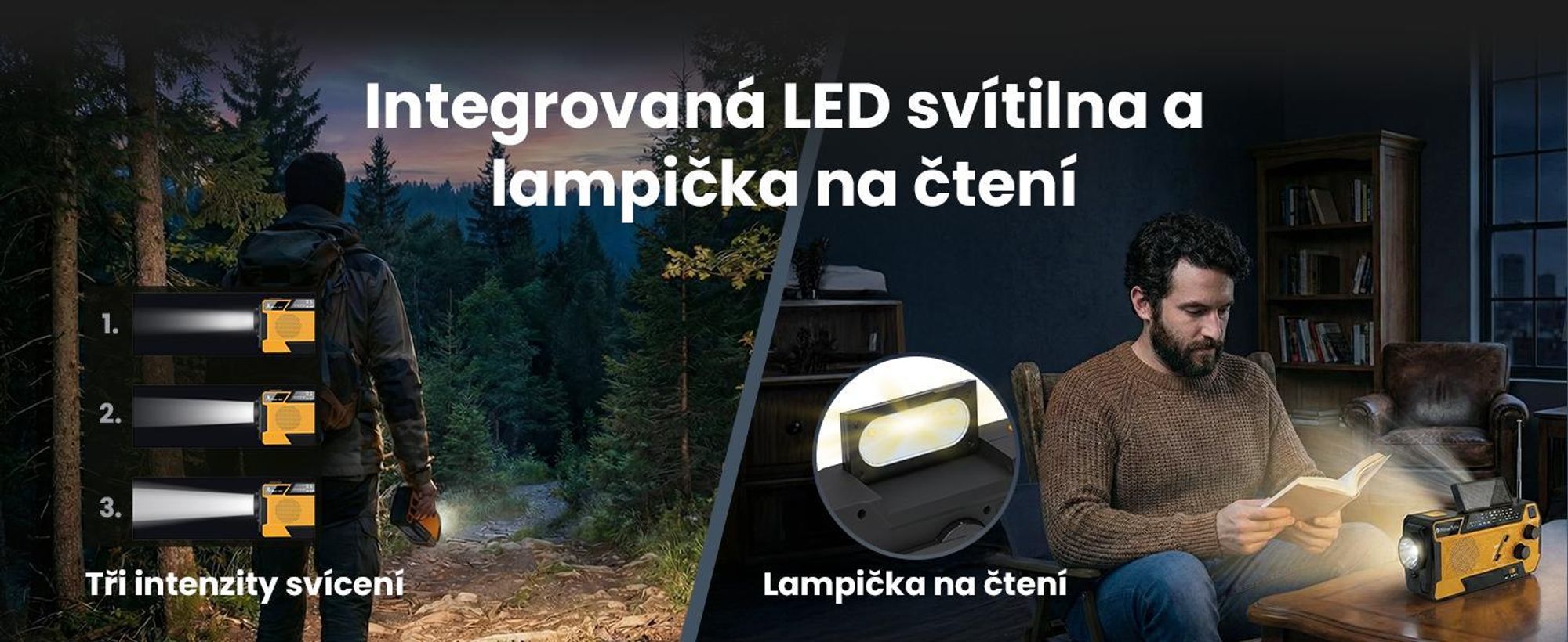 Extralink SR-4000 nouzové solární rádio s klikou a powerbankou