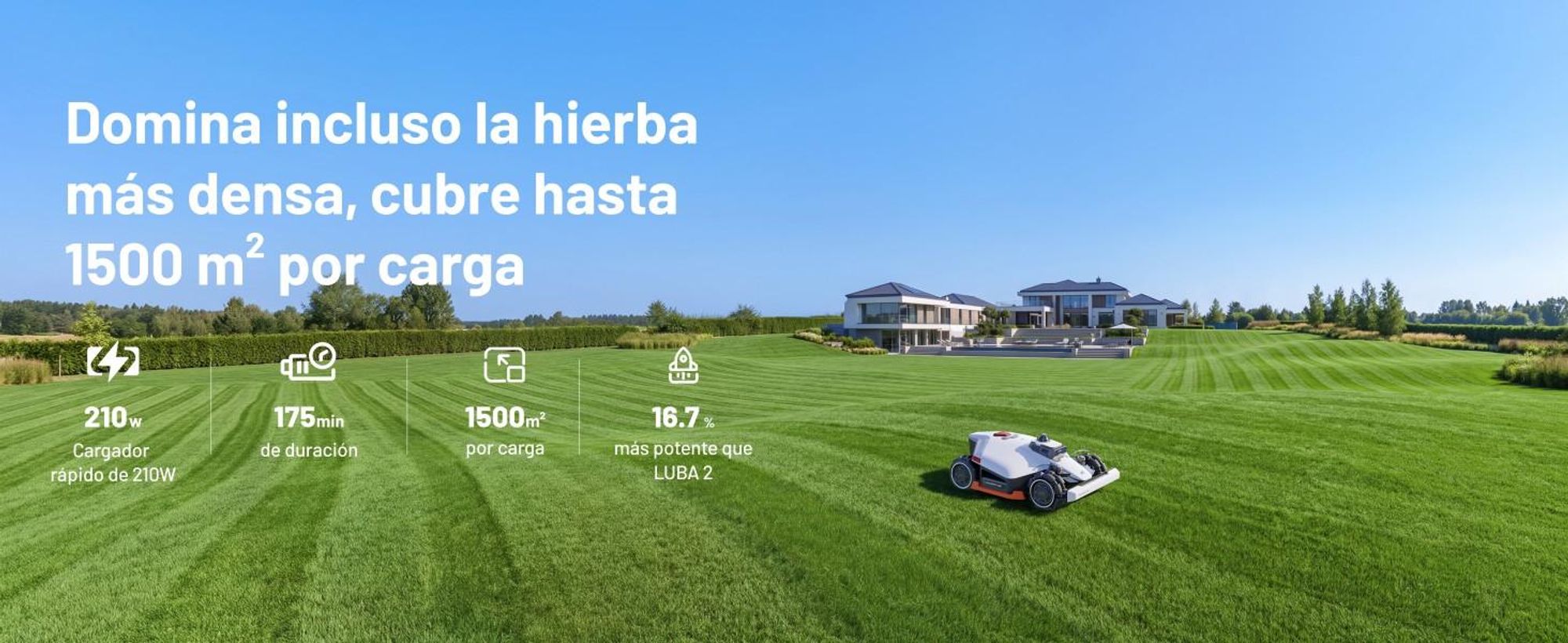 Cortacésped robótico Mammotion LUBA 3 AWD 3000 con garaje y soporte de lavado, para 3000 m², tracción en las cuatro ruedas, mapeo-auto, 4G, APP