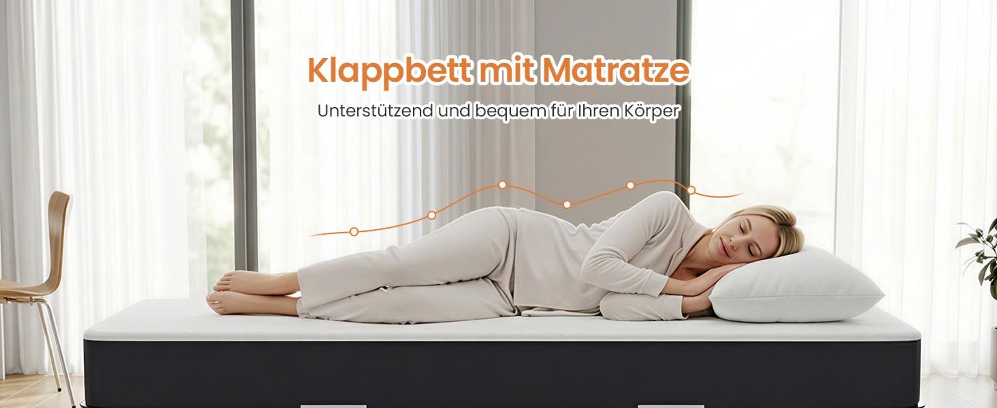 GUNUSS Klappbett Erwachsene Gästebett Klappbar mit13 cm Dicke Matratze 200x90x46cm Reisebett Metallbett einer Tragfähigkeit von 250 kg