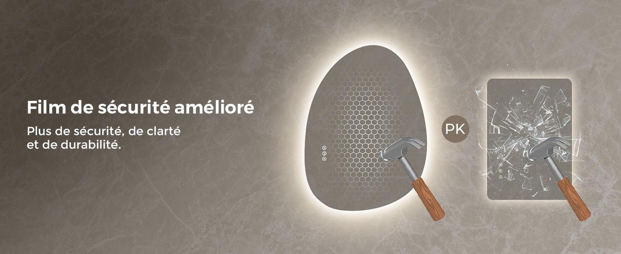 S'AFIELINA 85×50 cm Miroir asymétrique LED - miroir de salle de bain avec éclairage, variateur d'intensité, montage horizontal/vertical, antibuée,salle de bain & couloir