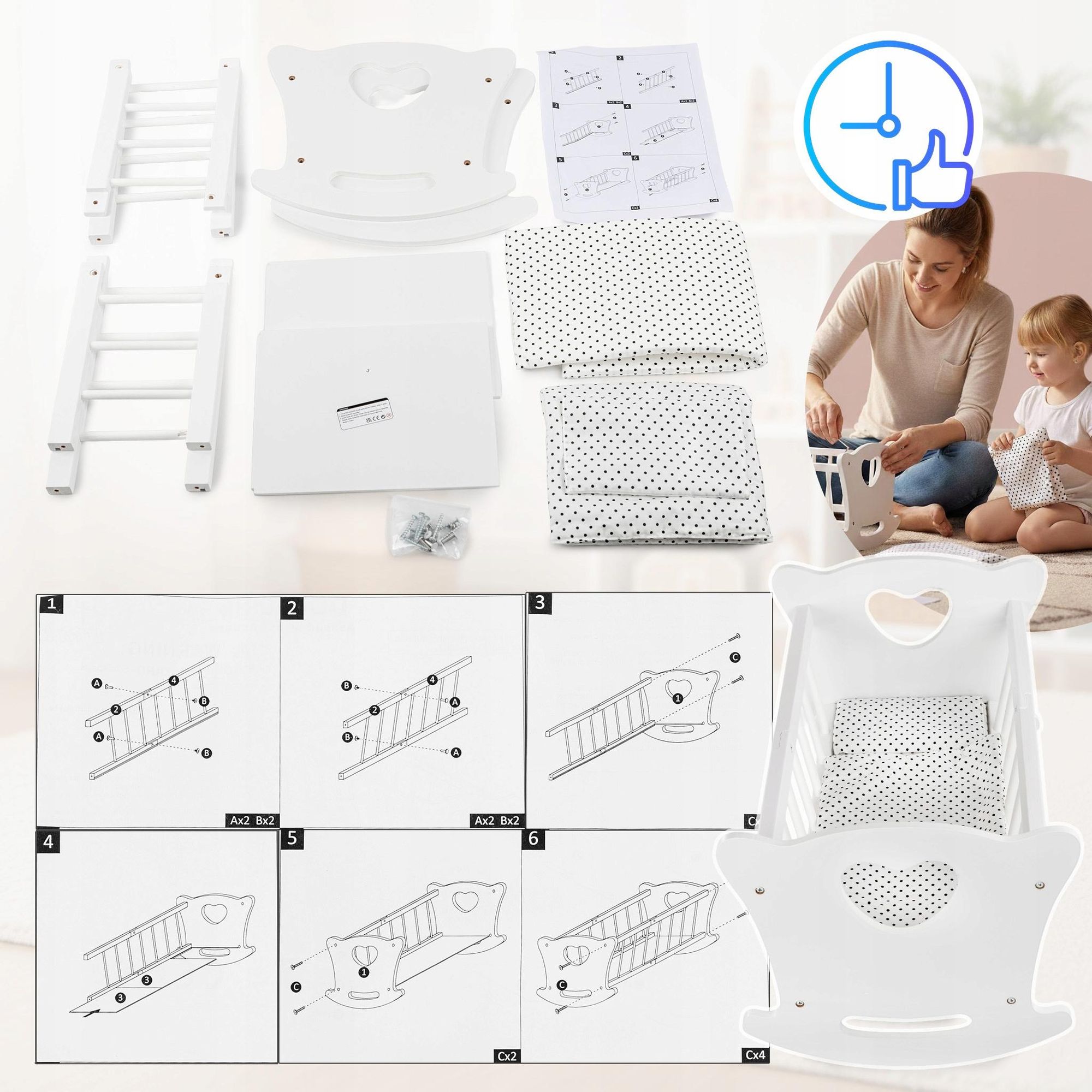 Detailansicht Herzmotiv der Puppenwiege