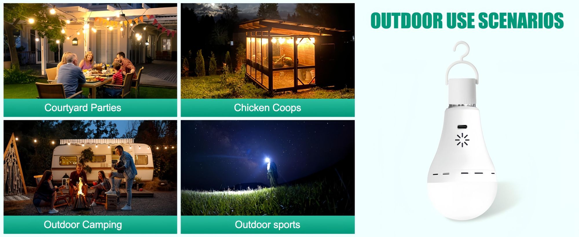 2er LED Glühbirne, 2600mAh, USB Rechargeable mit Fernbedienung, Timing, E27-Sockel&Wiederaufladbare mit Haken für Tischlampe, Nachtlichte,Campinglampe