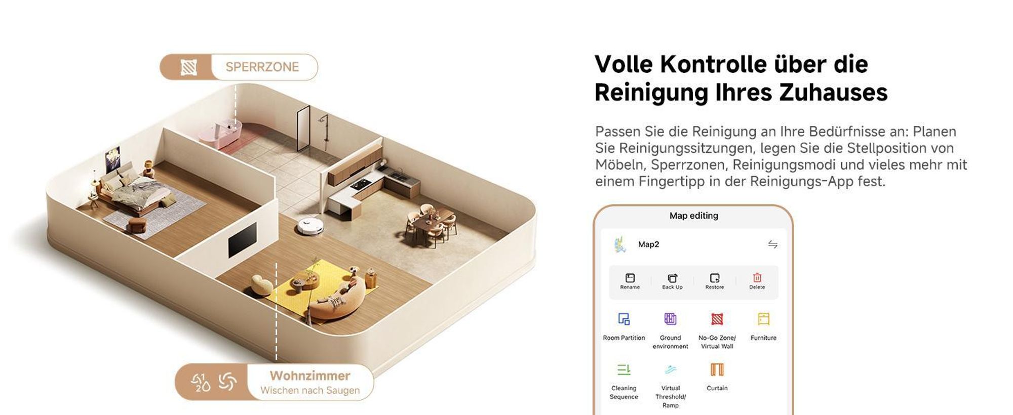 Mova P50 Pro Ultra Staubsaugerroboter mit Mopp, 19.000 Pa, 75℃ Heißwasser-Mopp, +RGB AI+LED-Hindernisvermeidung, Auto-Entleerung/Nachfüllen
