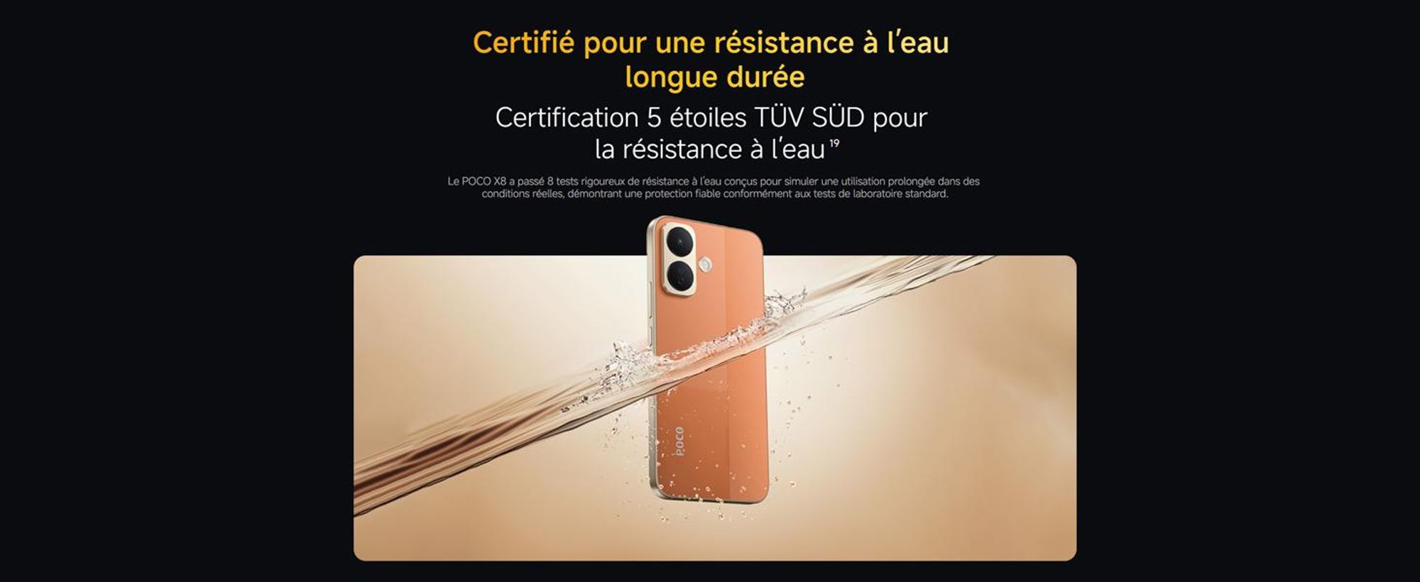 Smartphone Xiaomi Poco X8 5G, 12 + 256 Go, couleur orange, batterie 8340 mAh
