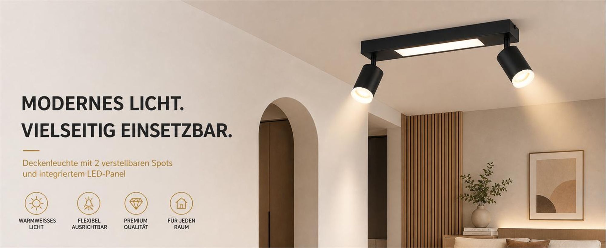ZMH LED Deckenspot Deckenlampe 3000k Warmweiß 2 Flammig Deckenleuchte Schlafzimmerlampe 20W GU10 Strahler 350° für Küche Esszimmer Flur Schwarz