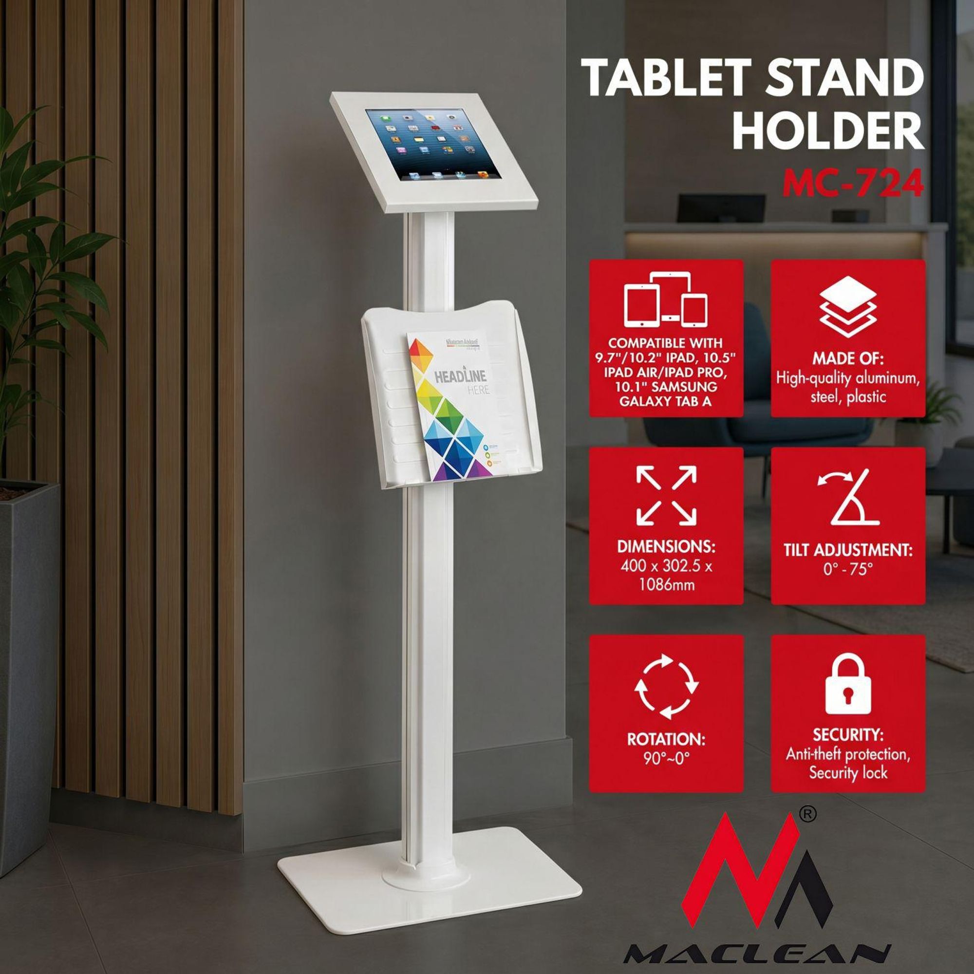 Universal Tablet Bodenständer Ständer Halter Schüssel Anti-Diebstahl