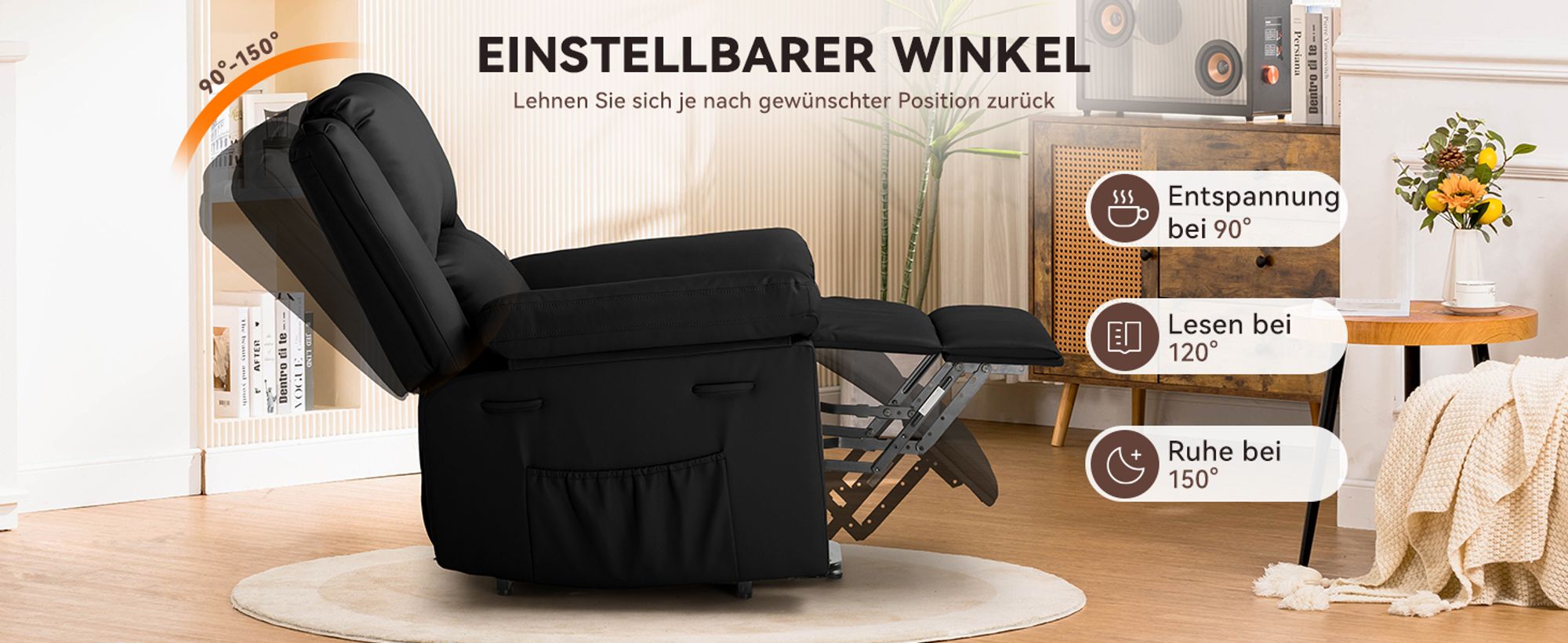 COMHOMA Massagesessel Elektrischer Relaxsessel XL 200kg belastbar, gemütlich und weich Ergonomischer Messagesessel Liegesessel für ältere Menschen