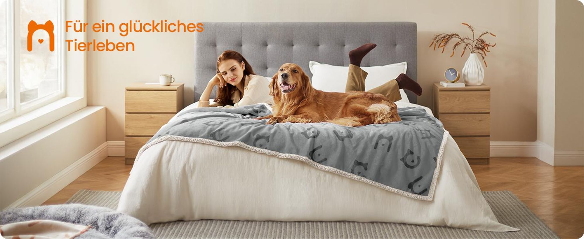 FEANDREA XXL Wasserdichte Hundedecke, Sherpa TPU-Folie Flanell, wasserdicht für Haustier
