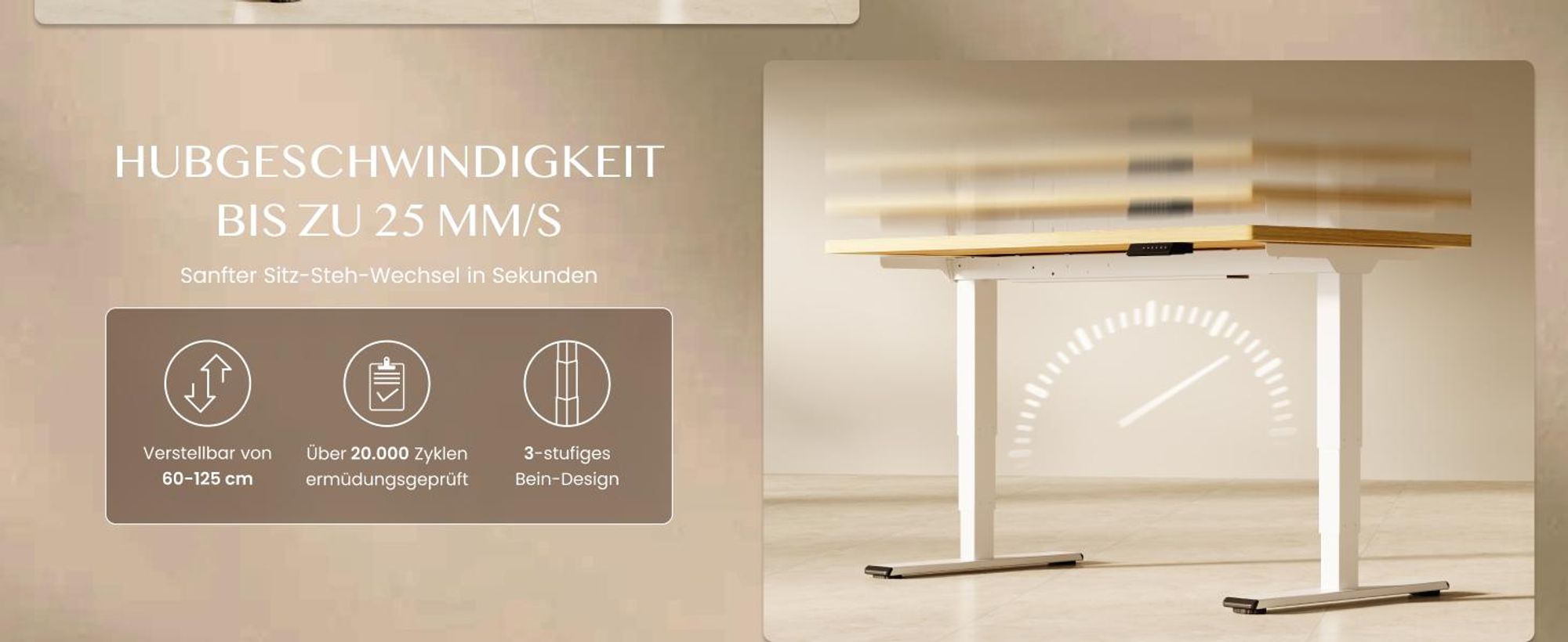 FLEXISPOT E5 Plus Höhenverstellbarer Schreibtisch 180x80cm, Doppelmotor, 25MM EINTEILIGE TISCHPLATTE, USB-Anschluss, 120KG Tragkraft, Ahorn