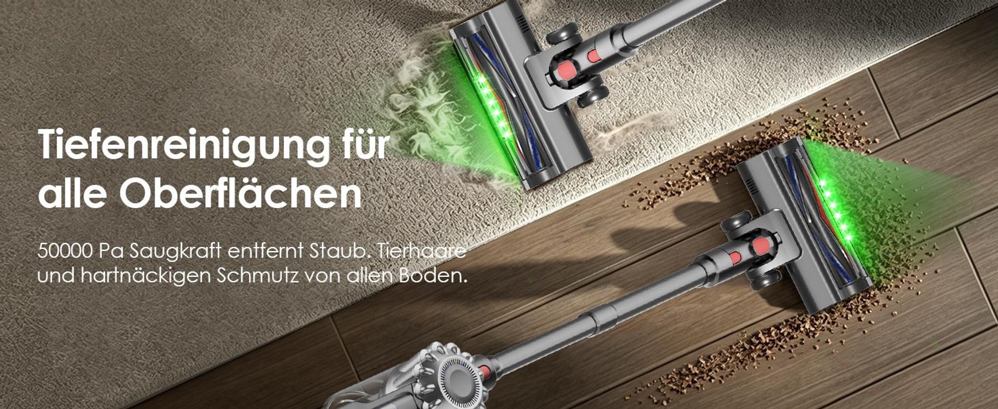 Adormii Akku Staubsauger,50000Pa Staubsauger Kabellos 60 min,Staubsauger 5-in-1 Filtersystem,Handstaubsauger1.6L,für Teppich/Tierhaare