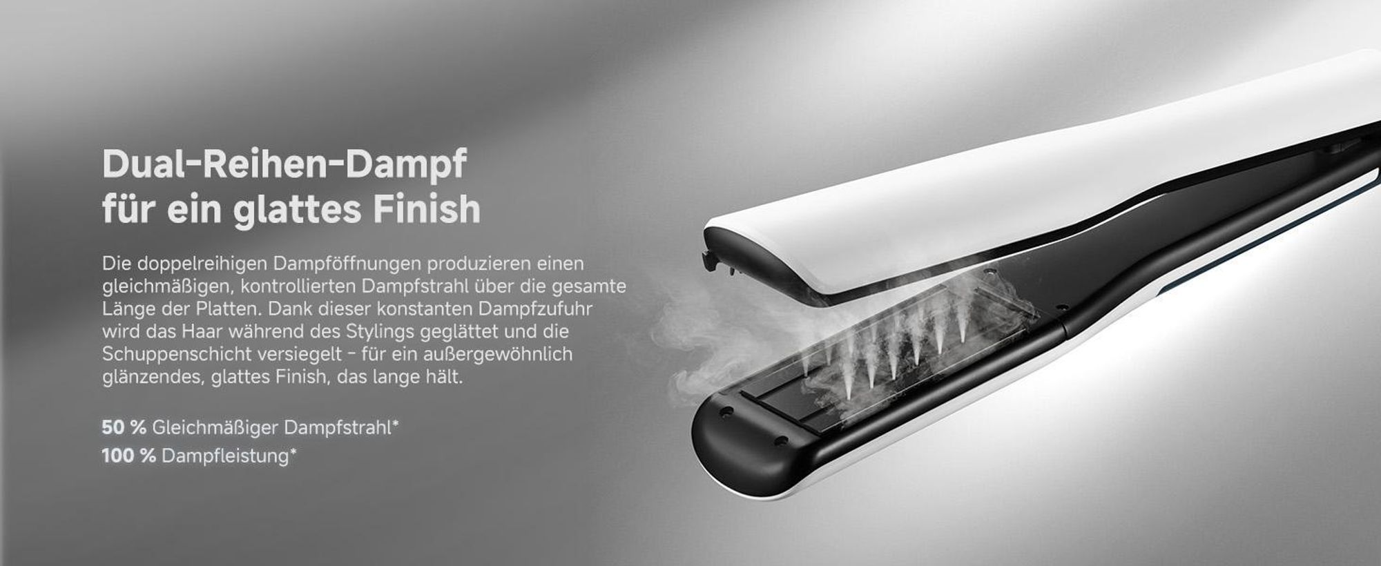 Dreame AuraSteam Frisur Haarglätter,glatte&lockige,Heizplatte,flexible 3D-Platte,zweireihige Dampffunktion,abnehmbarer Wassertank,5 Temperaturstufen