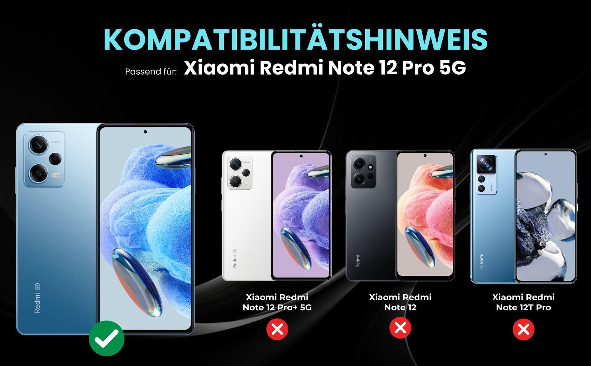 Kompatibilitätshinweise Hülle für Xiaomi Redmi Note 12 Pro 5G