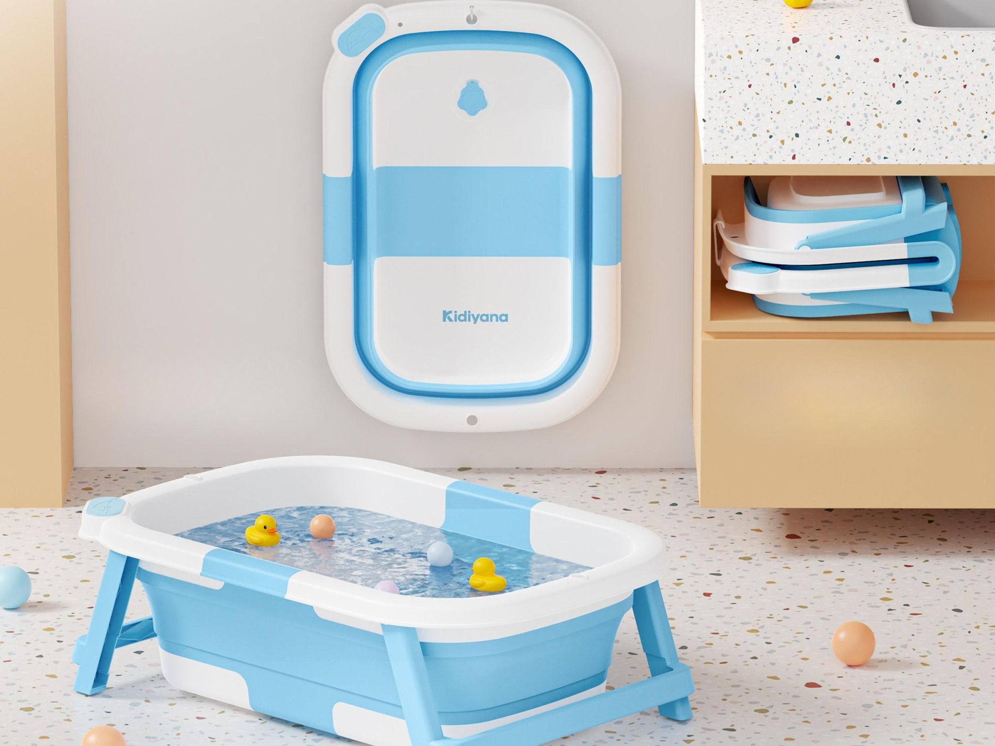 Kidiyana Badewanne im Badezimmer in der Anwendung mit wasser faltbare feature einfach verstauen kann