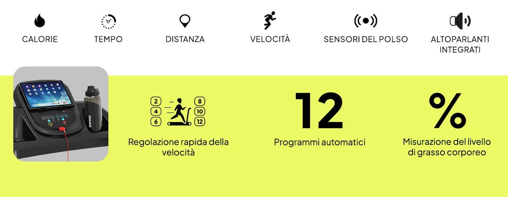 Zipro Tekno Electric - Macchina per il fitness da casa Pieghevole