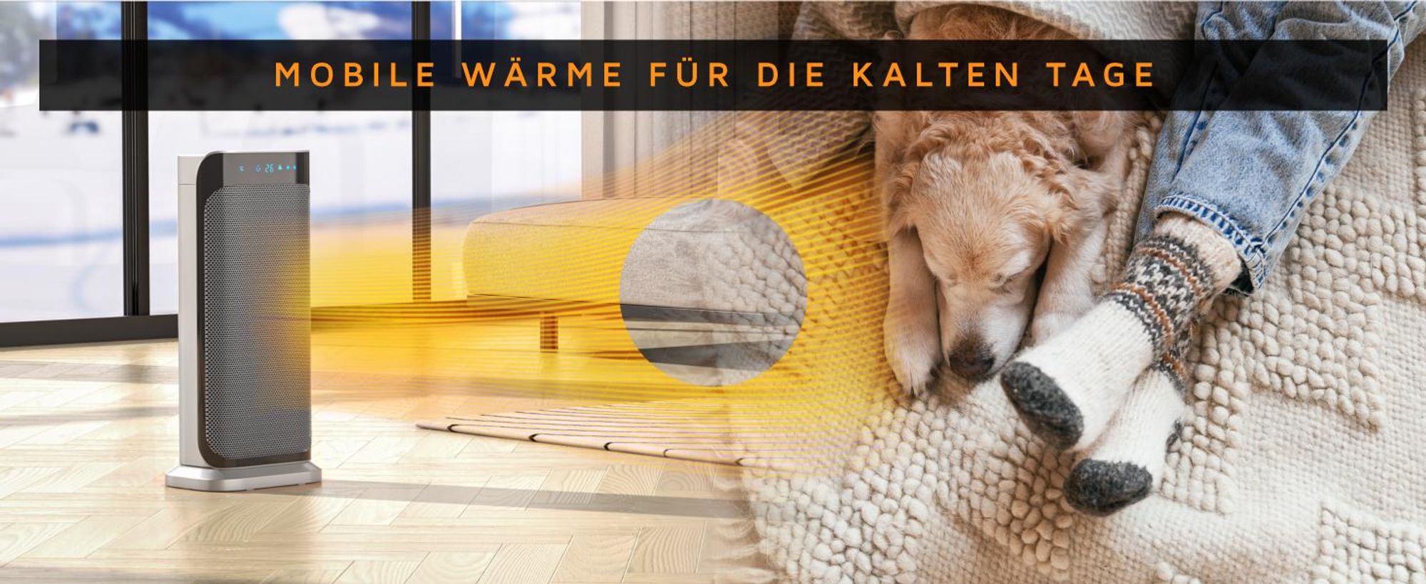 Brandson 2000W Keramik Heizlüfter, energiesparend, leise, Oszillationsfunktion 35°, Überhitzungsschutz, Automatische Abschaltung, Umkippschutz, 2x Heizstufen, Schwarz/Silber