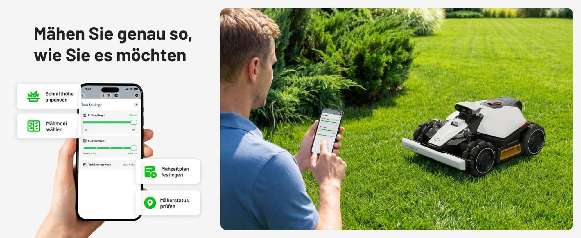 Mähroboter Mammotion LUBA Mini 2 AWD 1000, ohne Kabel, für bis zu 1000m², Triple-Kamera-KI + NetRTK, Randmähen, DropMow, 80% Steigung, 4G Moudel, APP