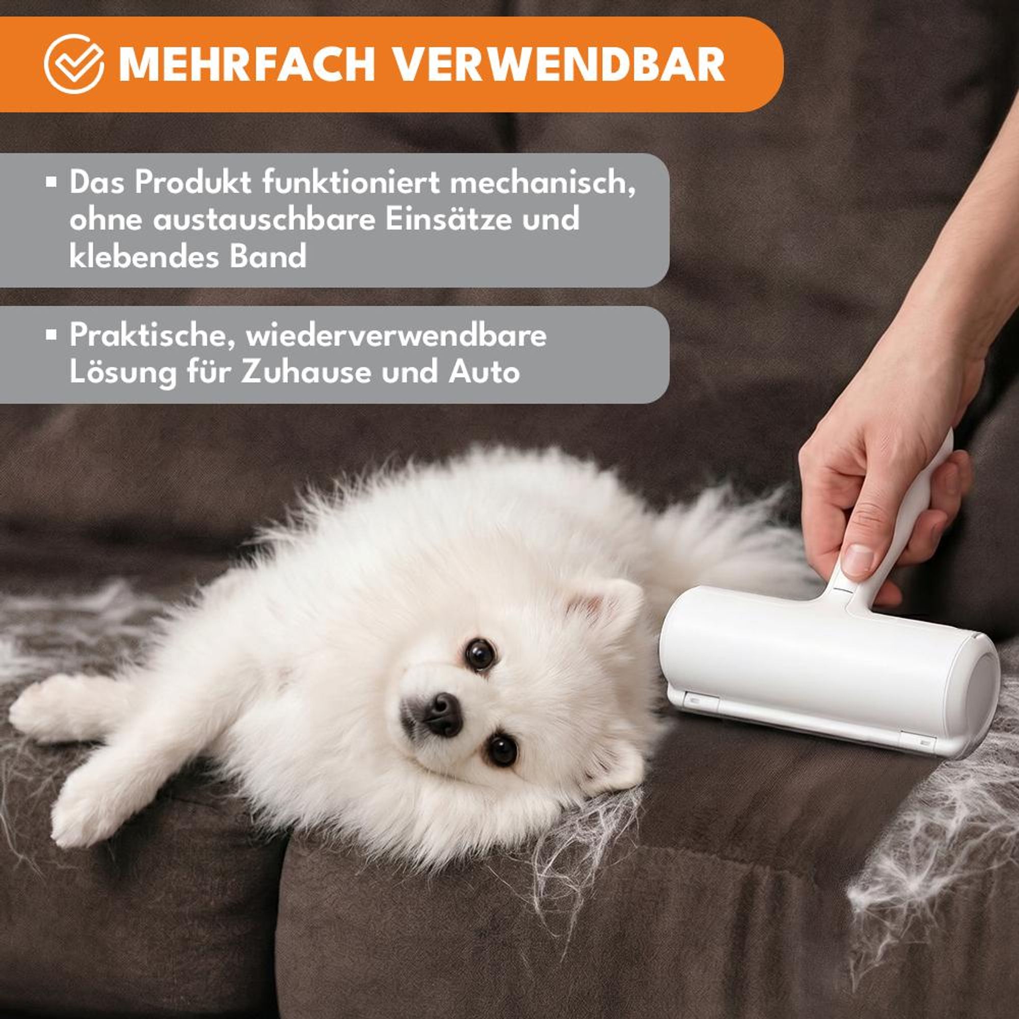 KRUMAD Tierhaarentferner Wiederverwendbar, Fusselrolle Tierhaare für Kleidung Sofa Auto, Wunderbürste Fusselbürste Katzenhaare
