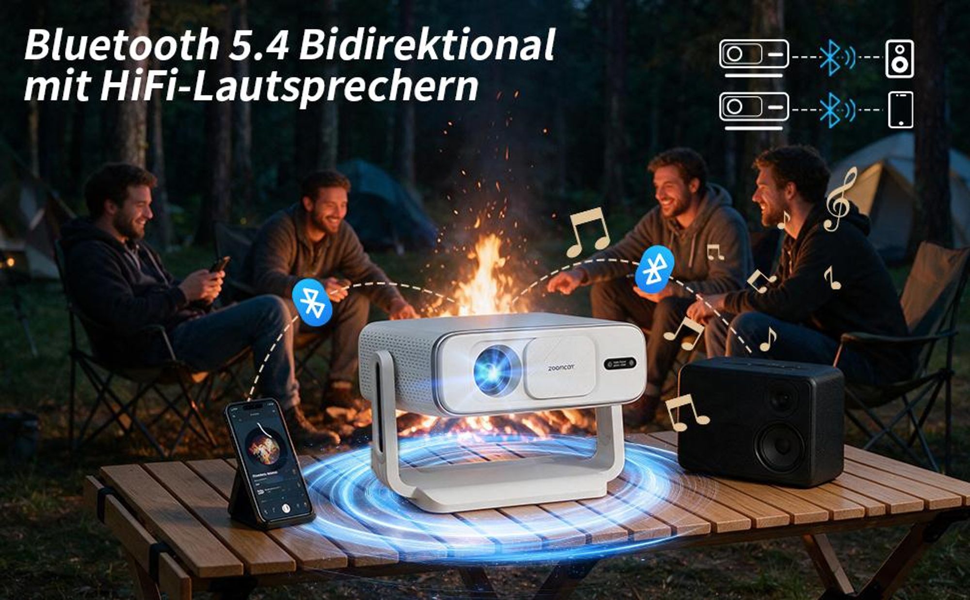 Beamer 4K, offizielle Netflix-, KI-Autofokus & automatische Trapezkorrektur, 800 ANSI, 1080P Full HD, WiFi6 Bluetooth Smart Projektor