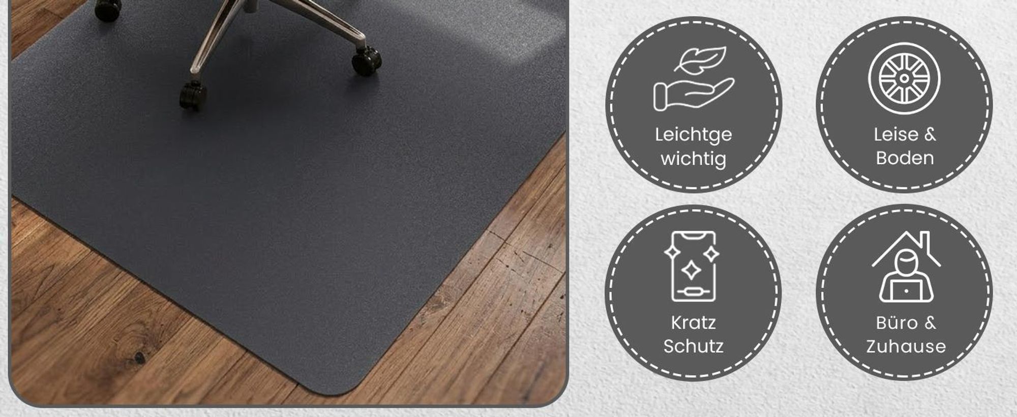 LP Projekt Bodenschutzmatte transparent 115x135cm - Schreibtischstuhl Unterlage - erlage rutschfest - Schutzmatte Bürostuhl - Stuhlunterlage