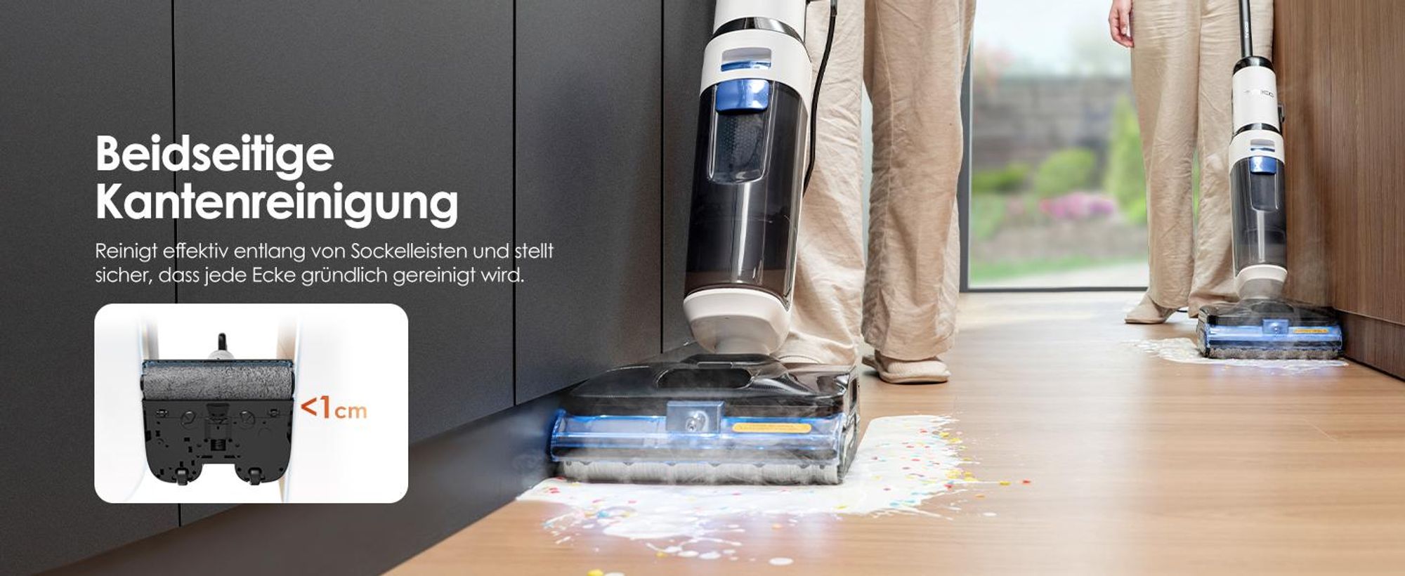 Tineco FLOOR ONE S6 Stretch Steam Nass Trockensauger mit Kabel, 160℃ Dampfreiniger, BoostSteam, 180°Lay-Flat, Anti-Tangle, FlashDry Selbstreinigung