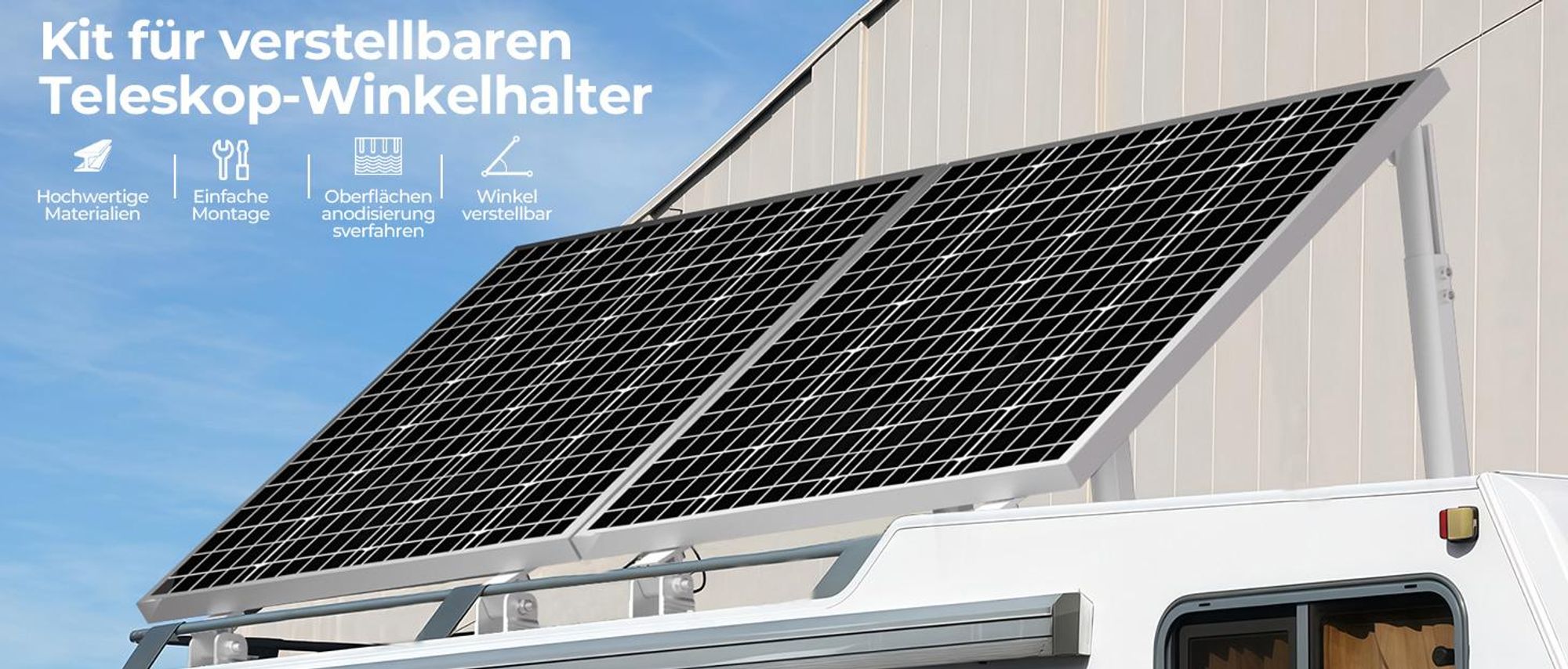 Solarpanel Halterung Solarmodul Bodenhalterung Aufständerung verstellbar PV Dachbefestigung Montage für 2 Solarmodul