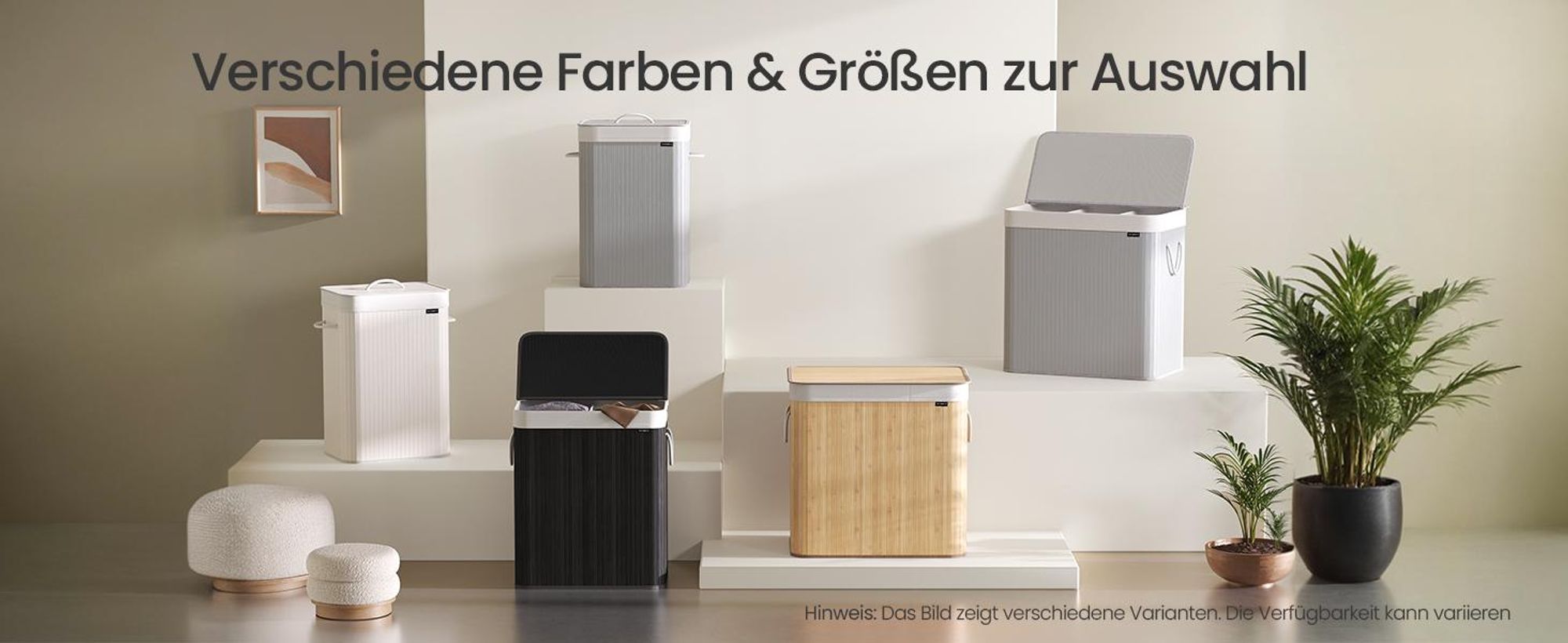 SONGMICS Wäschekorb mit Deckel, 72 Liter, Wäschesammler aus Bambus, faltbar, Schwarz