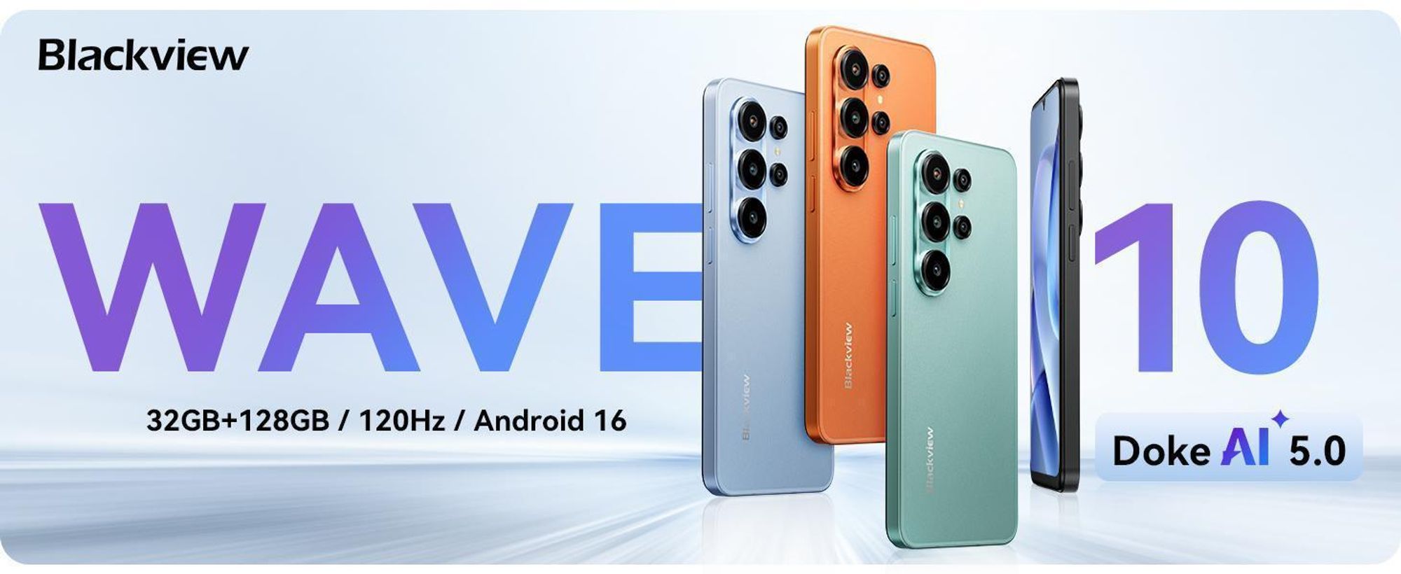 Blackview WAVE 10 Smartphone Ohne Vertrag incl 45W charge, Android 16, 32+128GB,Dual SIM,120Hz, 6.88",32 MP,Live-Fotos, 5000 mAh, Face ID,WiFi 5G