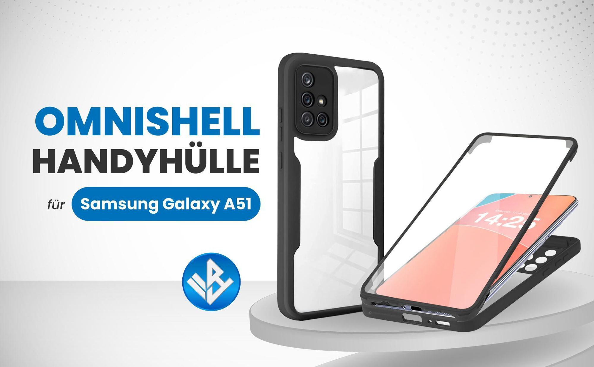 Schwarze 360 Grad Hülle für Samsung Galaxy A51 mit Kameraschutz