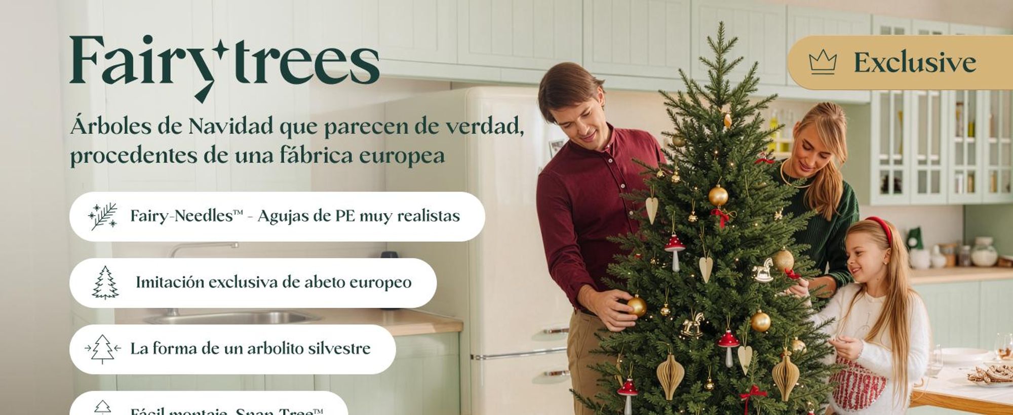 FAIRYTREES Albero di Natale 180 cm in PE 100% pop-up verde | Abete rosso selvatico fatto a mano in Europa | Albero di Natale con aghi realistici, dalla forma ampia con base in legno | Modello: FT02