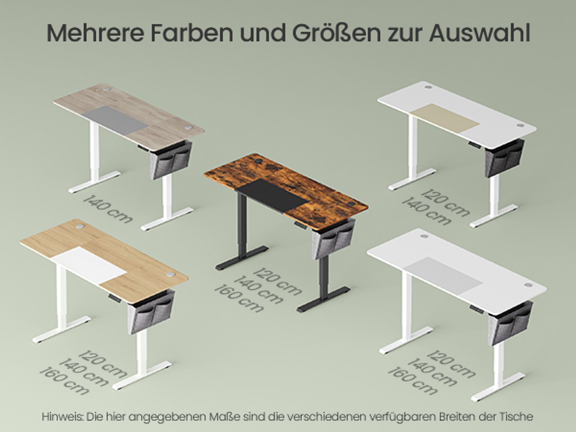 SONGMICS Höhenverstellbarer Schreibtisch elektrisch 140cm mit 4 Höhen