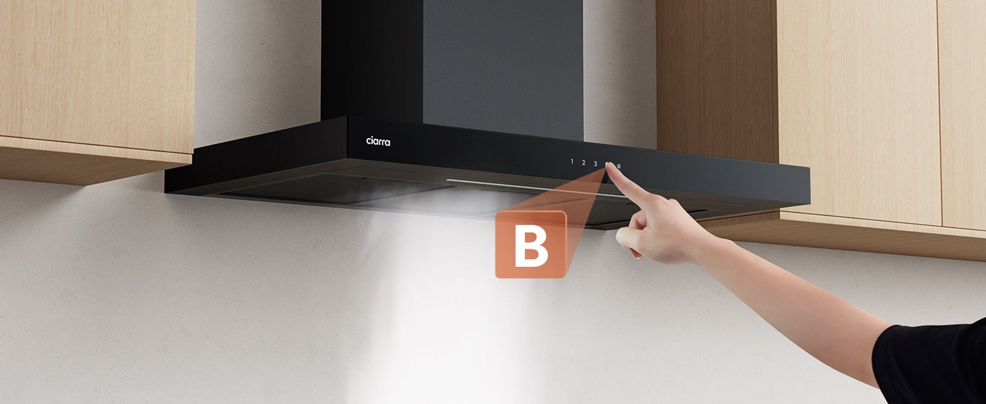 CIARRA A+++ 650 m³/h Dunstabzugshaube 90cm Wandhaube WIFI +APP & Touch Control Boost VMB9102